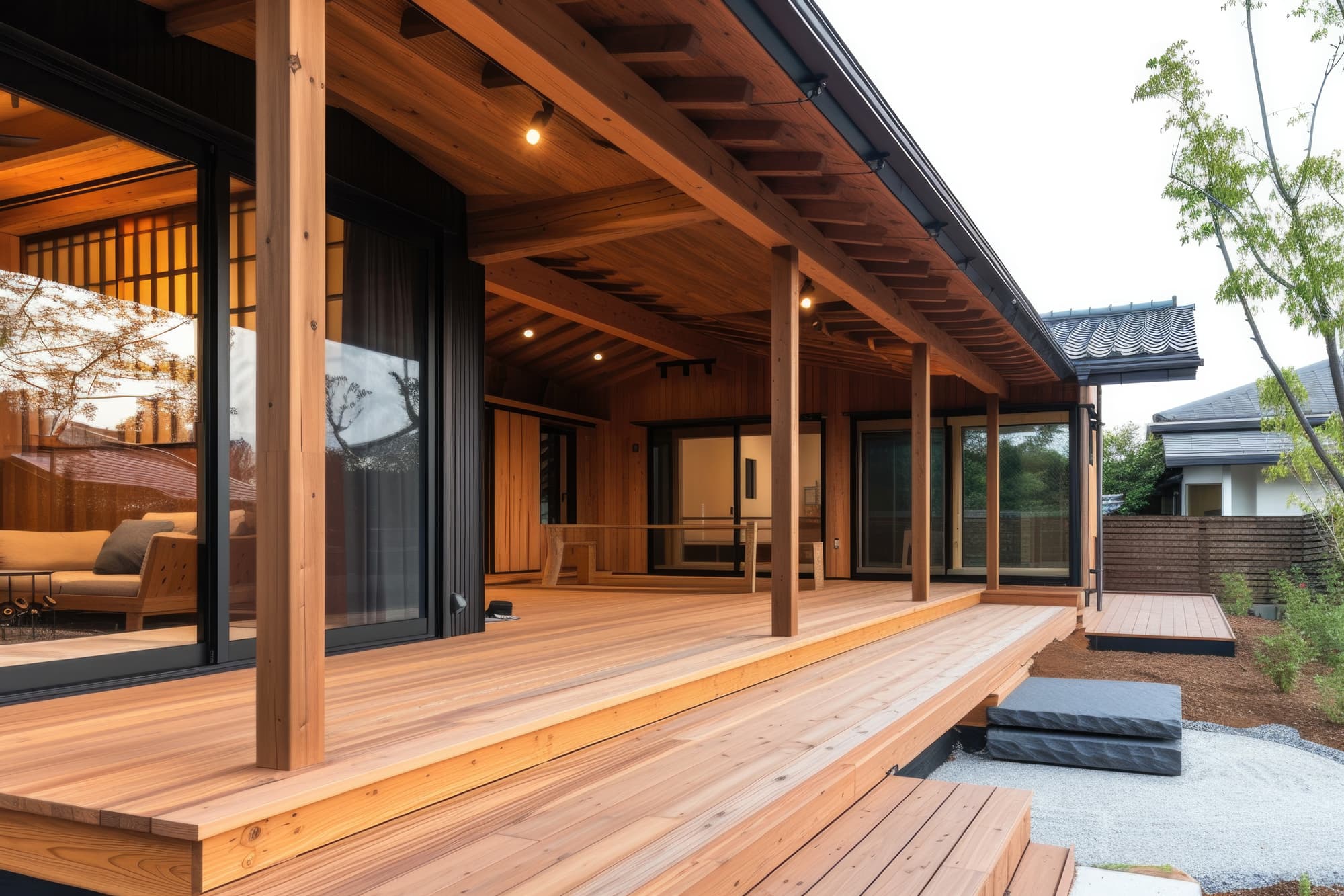 Covered porch — timber frame structure
