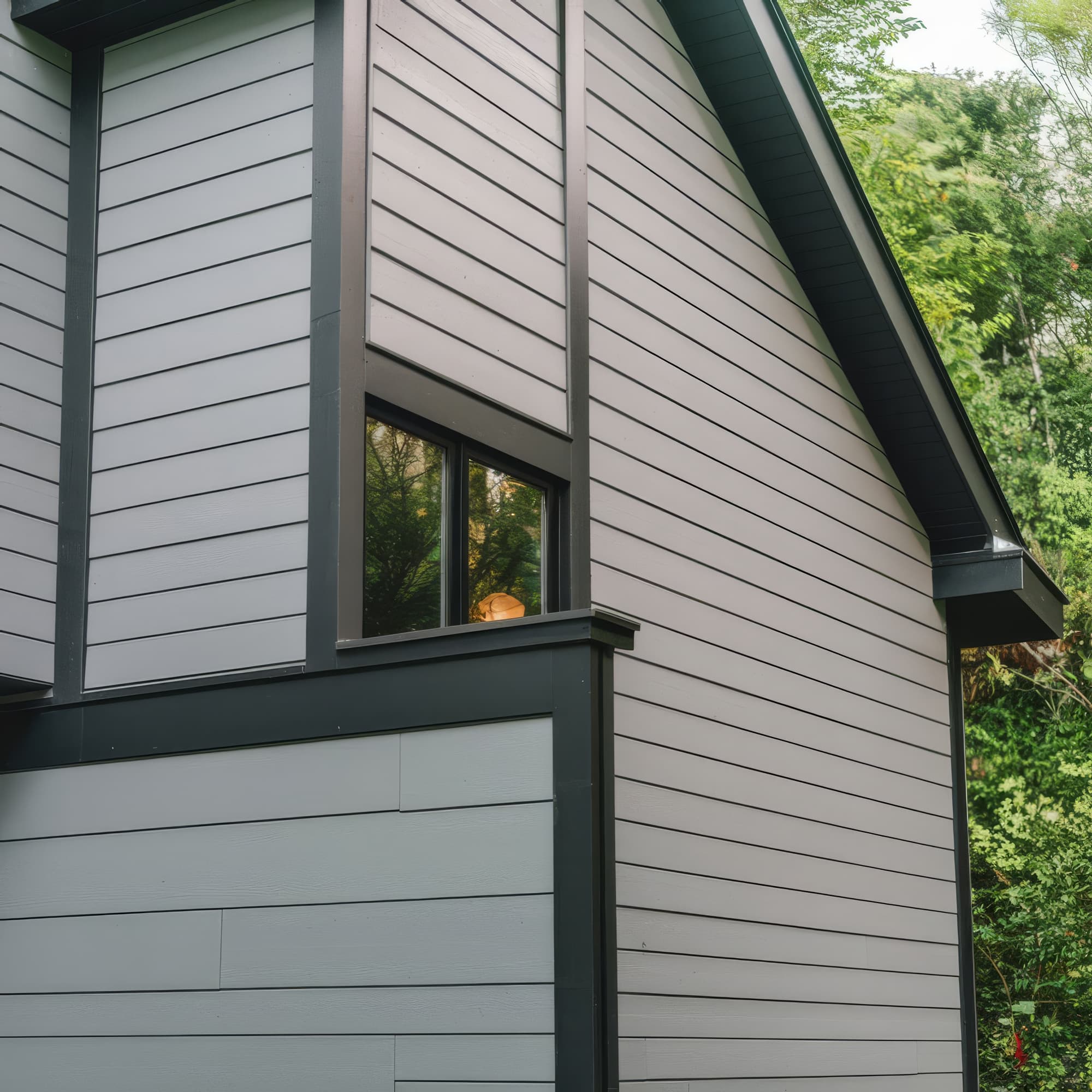 Siding and trim — gray LP with dark details